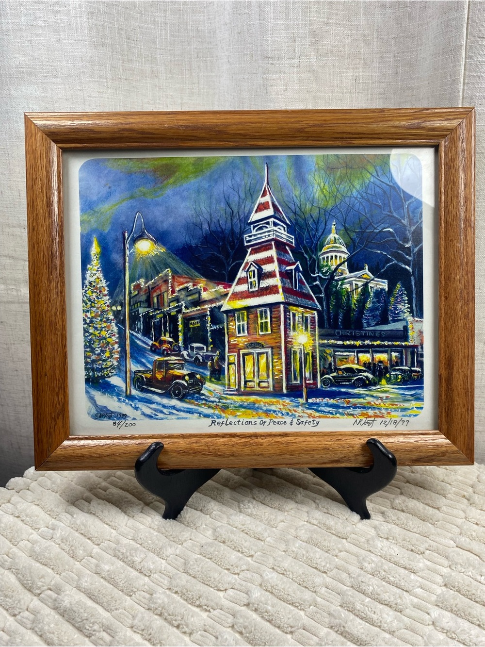 Limited Edition 84/200 Handsigned Artist Holiday Street Scene Art Print Framed